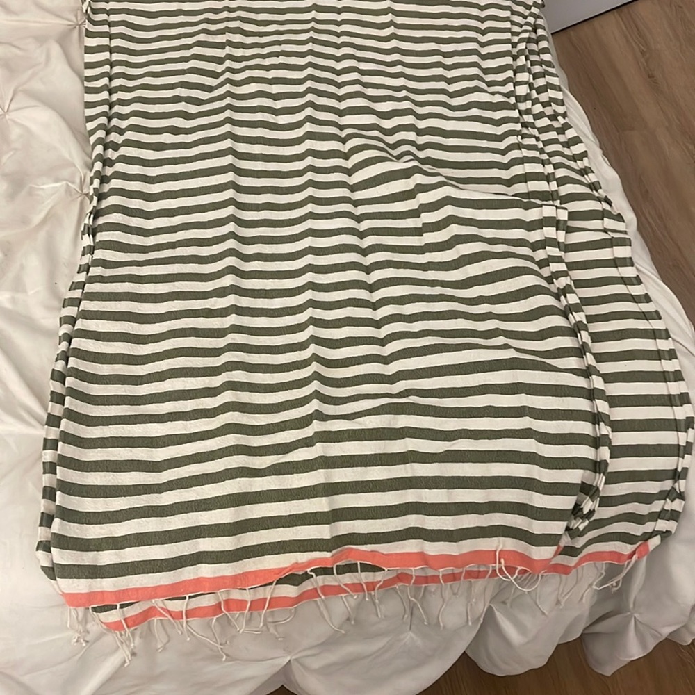Dark green and pink striped scarf